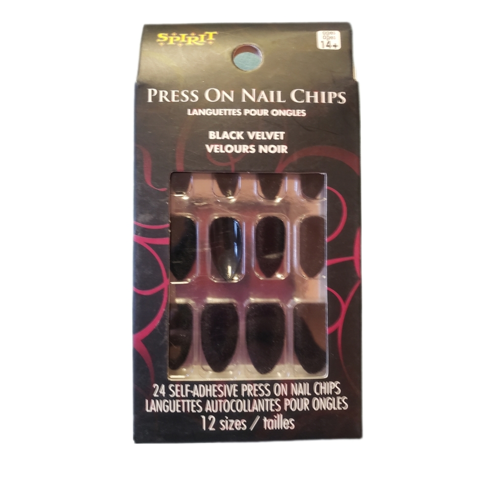 Spirit Halloween Black Velvet Flocked Press on Nails